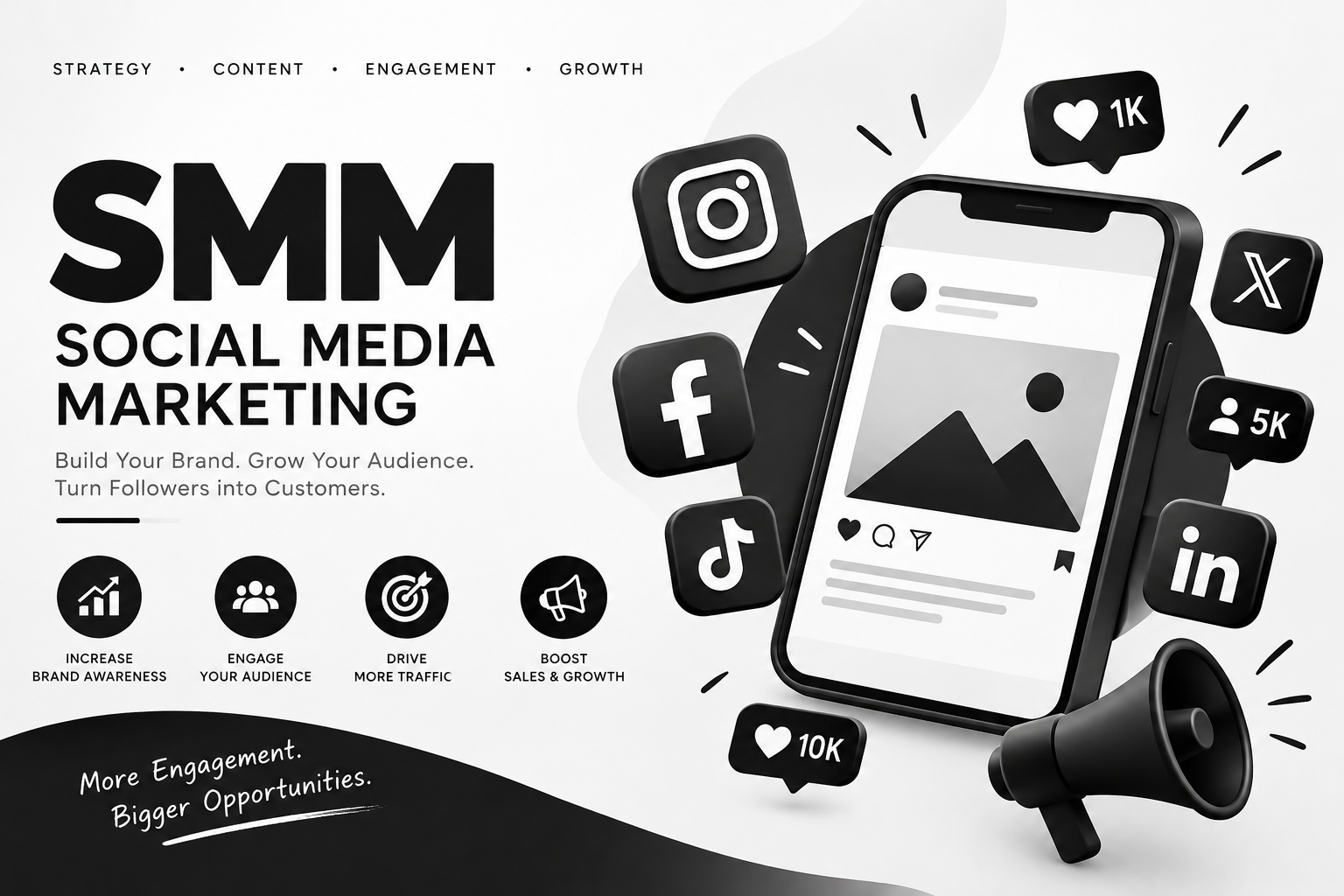 Monochrome Social Media Marketing Banner